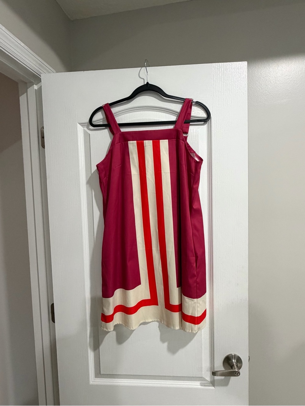 Fuchsia Swing Sundress with Cream & Red Trim